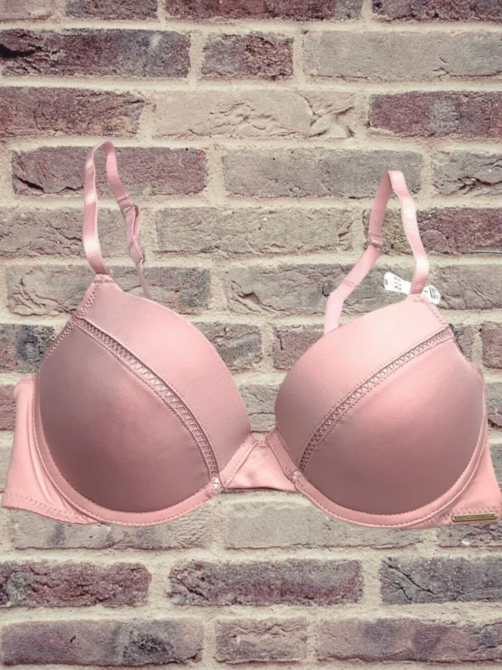NWT Vince Camuto Push Up Bra 34C Pink Logo Lined Adjustable Underwire VC051033